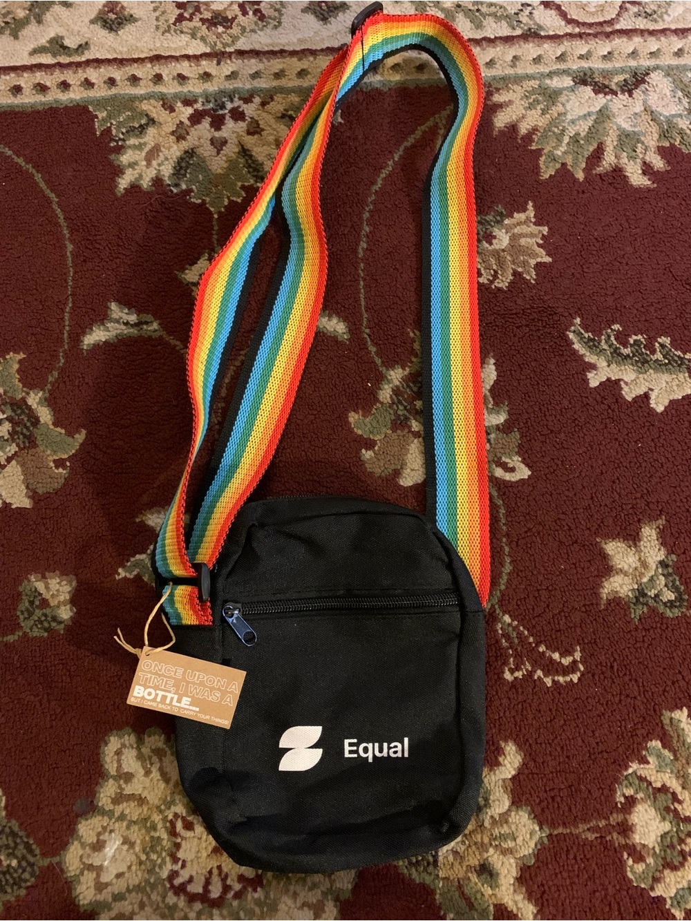 Black Crossbody Bag with Rainbow Strap NWT